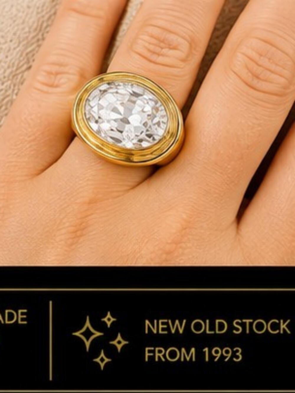 Vintage 1993 AAA+ CZ Ring 18K Triple Gold Plated East West Size 6 - Picture 2 of 13